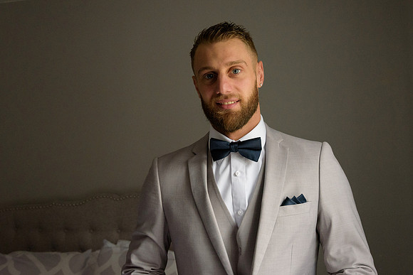 Groom getting ready, private residence, Oxford, Connecticut