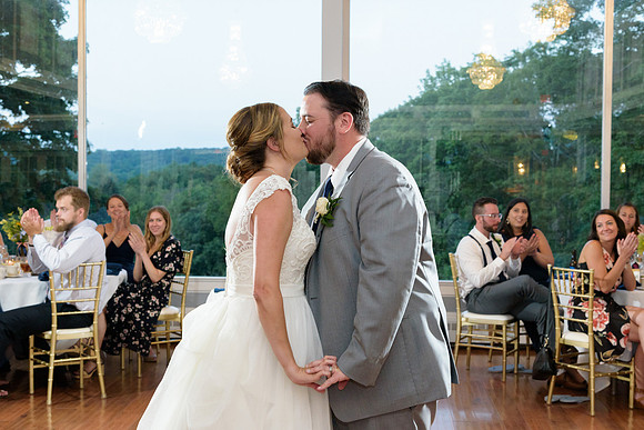 First dance and kiss at Glasontbury Hills Country Club Wedding Reception, Glastonbury, Connecticut