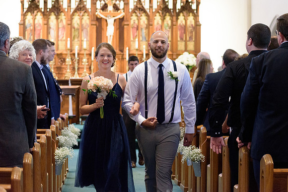 Wedding Procession at New Britain Catholic church wedding