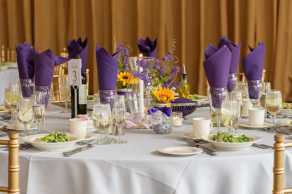 Sunflowers and table centerpieces at The Waterview in Monroe, Connecticut