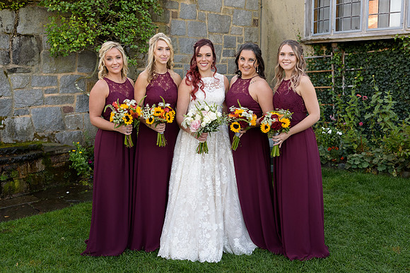 Bridesmaids photos with bride portraits at Topsmead Forest in Litchfield, Connecticut