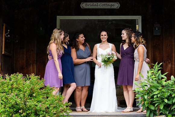 Bride and bridesmaids getting ready portraits Wood Acres Farm, Terryville, Connecticut