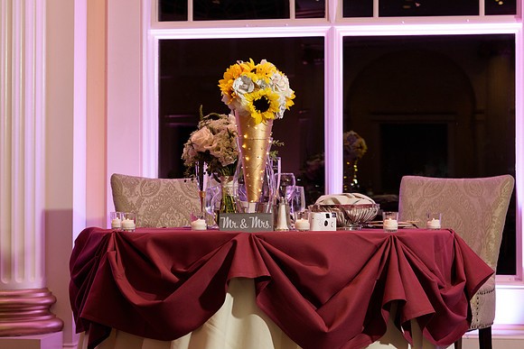 Wedding reception table detail shots at the Riverview in Simsbury, Connecticut