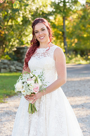 Bride with flowers, natural light, Topsmead State Forest, Litchfield, Connecticut