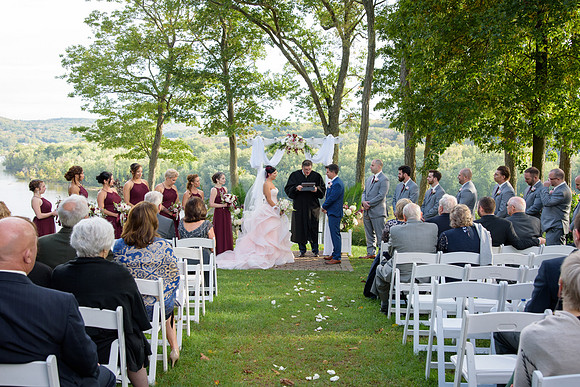 Summer outdoor wedding ceremony at Saint Clements Castle in Portland Connecticut