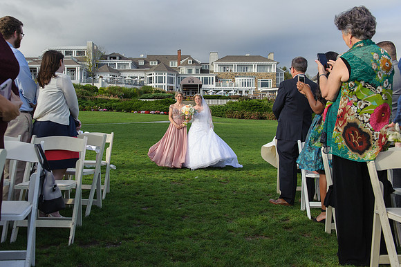 Mother and bride, wedding ceremony procession at The Water's Edge in Westbrook, Connecticut