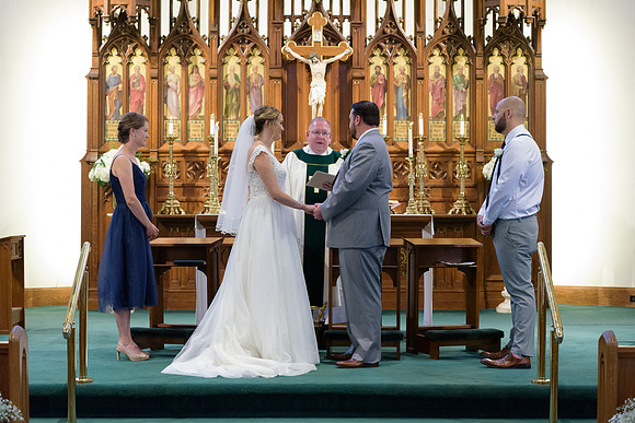 Bride and Groom exchanging vows for Connecticut Catholic Wedding Ceremony