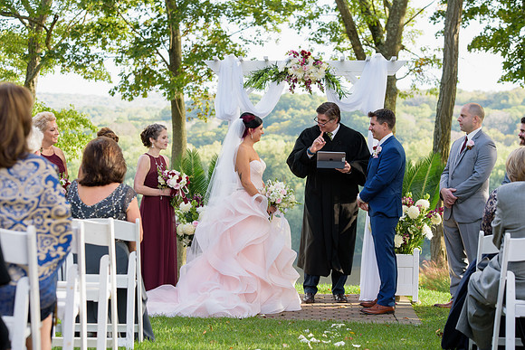 Wedding ceremony with justice of the peace at Saint Clements Castle in Portland, Connecticut