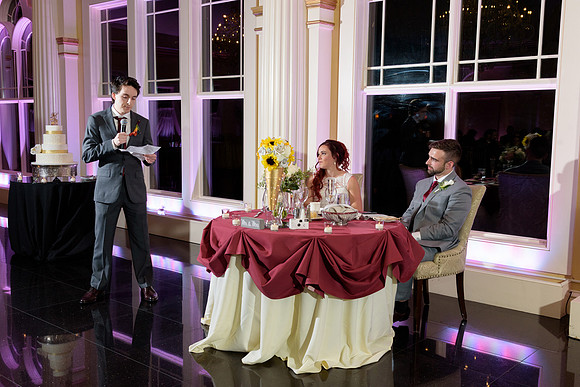 Best Man gives a toast to bride and groom The Riverview Wedding Reception Simsbury Connecticut