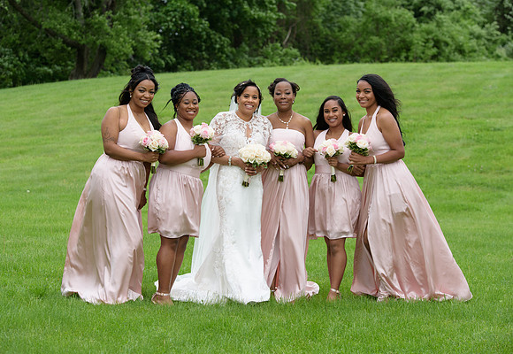 Bridesmaids portraits with bride at Ethan Allen Hotel Wedding in Danbury, Connecticut
