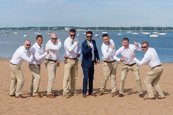 Groom and groomsmen at Anthony's Ocean View in New Haven Connecticut