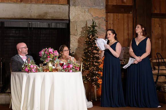 Wedding toast by bridesmaids at the Heritage Hotel in Southbury, Connecticut