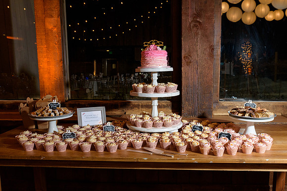 Cupcake dessert bar at the Heritiage Hotel Wedding reception in Southbury, Connecticut