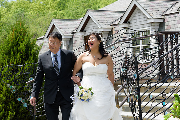 Bride and her dad procession at the Vyne Restaurant Wedding Ceremony, Middlebury, Connecticut