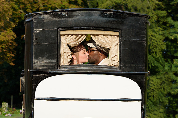 Horse and carriage wedding, at Saint Clements Castle, Connecticut Portland, Connecticut