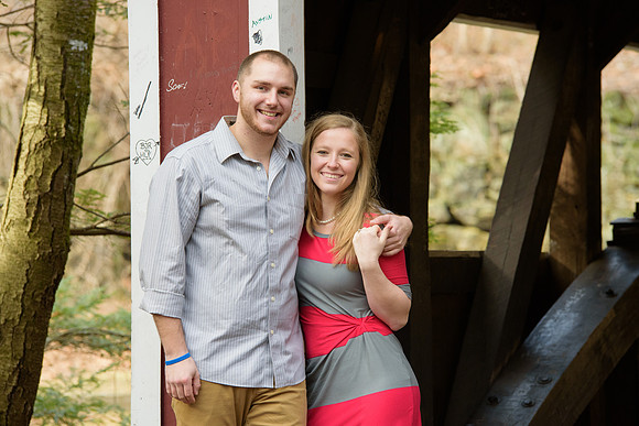 Engagement Shoot at Southford Falls Park in Southbury, Connecticut with waterfalls, covered bridges, forests, walkways and corges