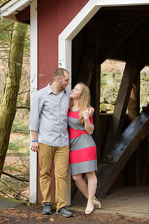 Engagement Shoot at Southford Falls Park in Southbury, Connecticut with waterfalls, covered bridges, forests, walkways and corges
