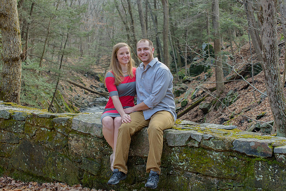 Engagement Shoot at Southford Falls Park in Southbury, Connecticut with waterfalls, covered bridges, forests, walkways and corges