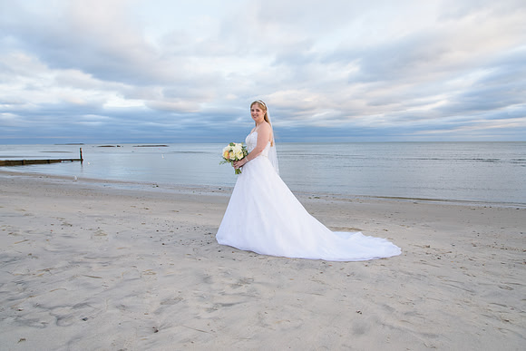 bride portraits on the beach at The Water's Edge in Westbrook, Connecticut