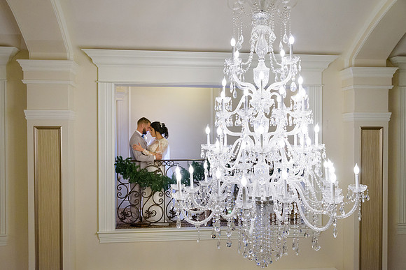 Bride and groom portraits at Aria Wedding