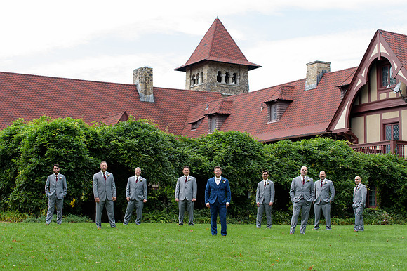 Cool groomsmen wedding party photo at Saint Clements Castle Wedding Photographer in Portland Connecticut