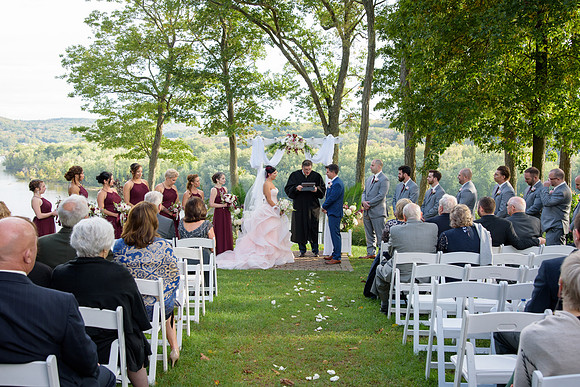 Summer outdoor wedding ceremony at Saint Clements Castle in Portland Connecticut