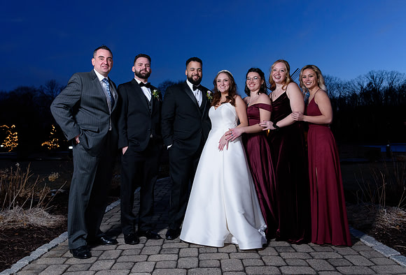Blue Hour Bridal Party Photo, Aquaturf, Plantsville, CT