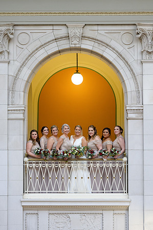 Bride and bridesmaids portrait, Hartford, City Hall, Hartford, Connecticut
