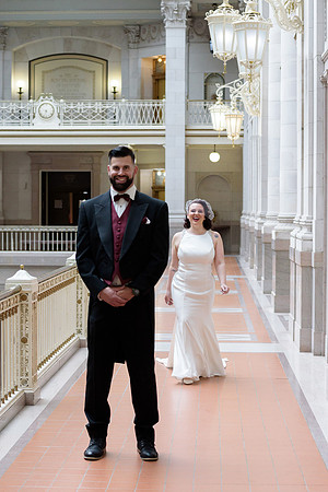 First Look, bride and groom at Hartford City Hall Wedding in Hartford, Connecticut