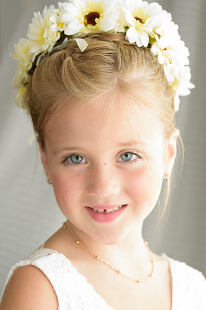 Flower girl wedding portraits getting ready photos