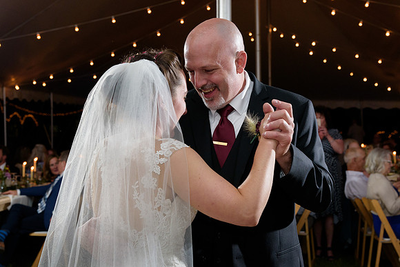Tent wedding father daughter dance in Goshen, Connecticut
