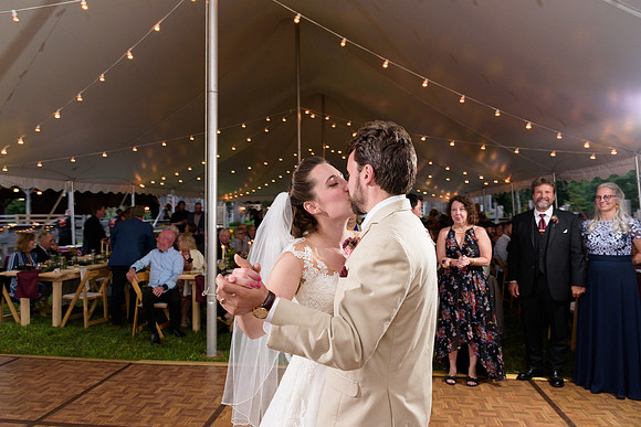 Bride and groom first dance, tent wedding, rustic farm wedding, Goshen Connecticut
