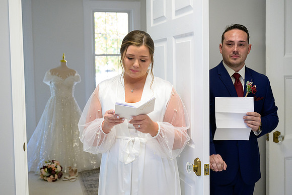 First Touch and reading of vows, The Apiary Wedding Suite, Middletown, Connecticut