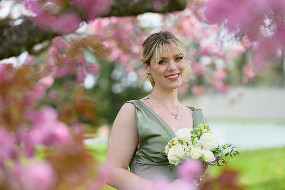 Bridesmaids with spring flowers, Booth Memorial Park, Stratford, Connecticut