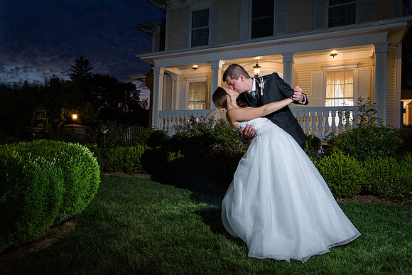 Bride and groom night photos at Tiffany Juliet House in Glastonbury, Connecticut