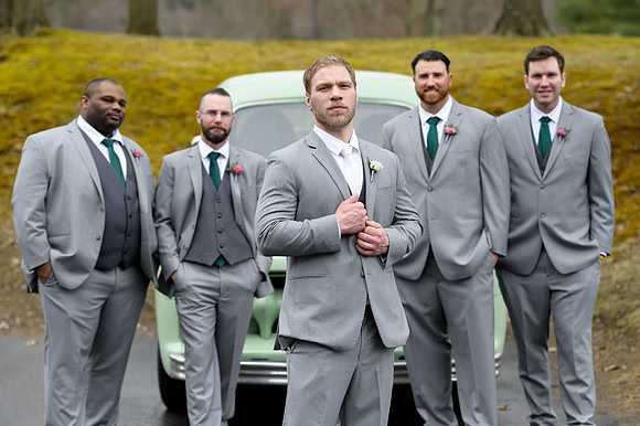 Groomsmen and classic truck, Heritage Hotel, Southbury, CT